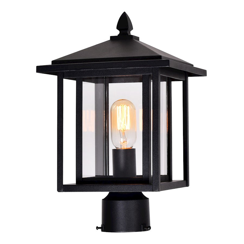 CWI Lighting Crawford 1 Light Outdoor Lantern Head, Black/Clear