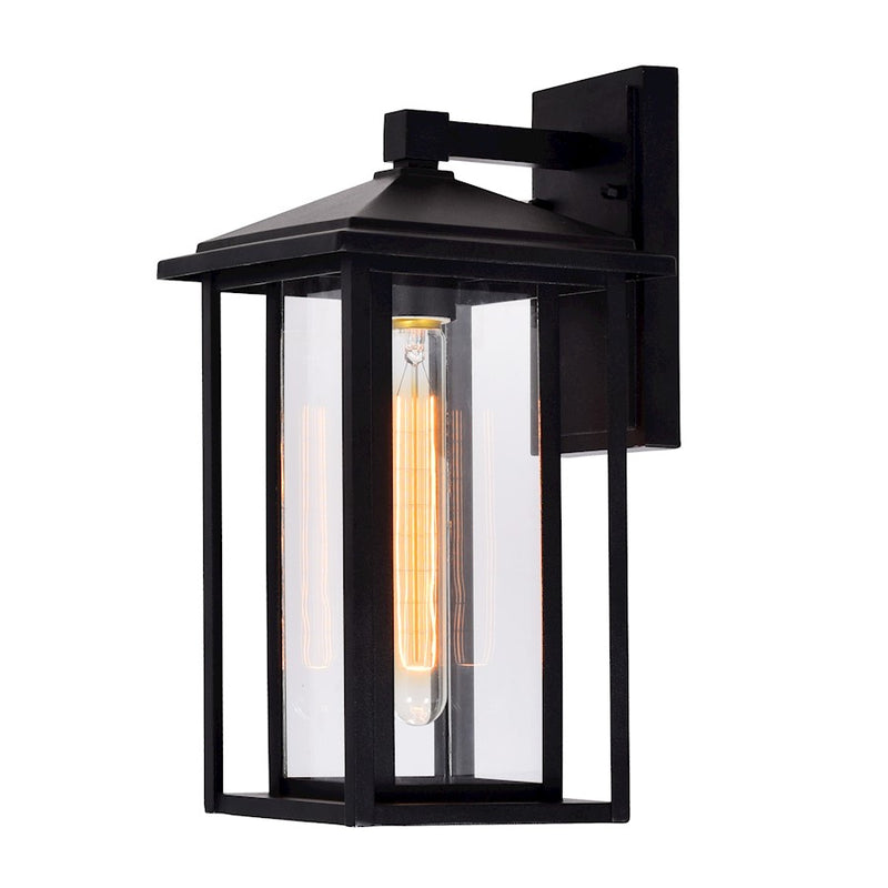CWI Crawford 1 Light 14"H Outdoor Wall Light, Black/Clear
