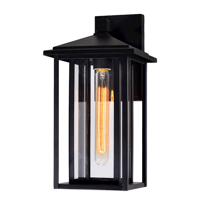 CWI Crawford 1 Light 14"H Outdoor Wall Light, Black/Clear