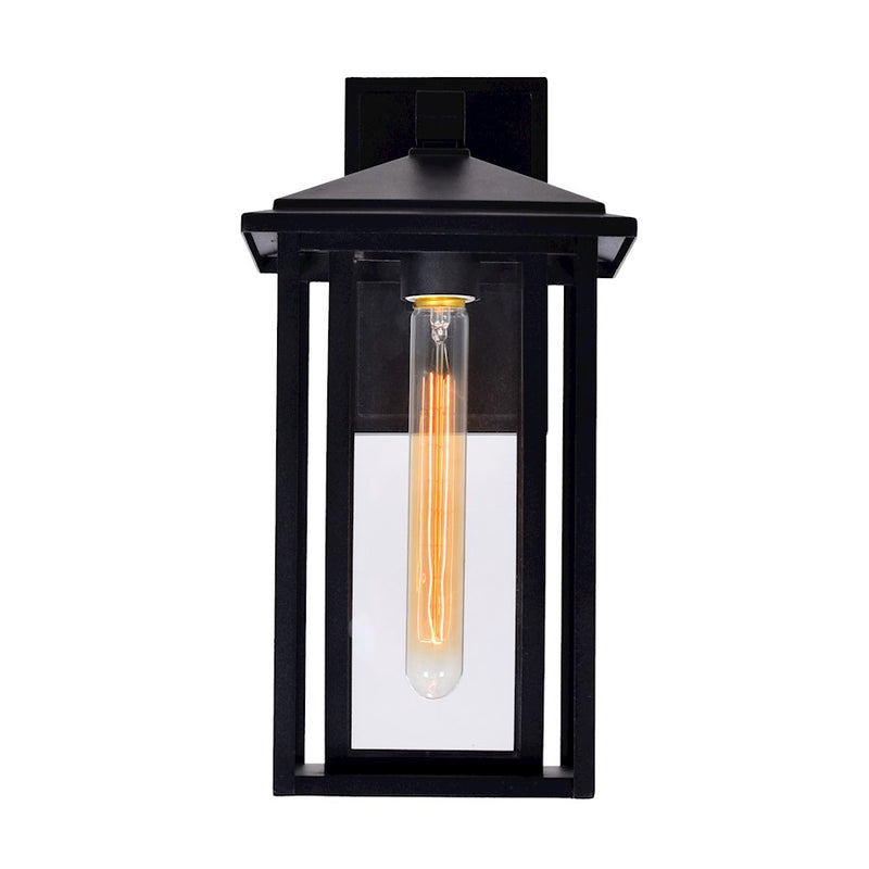 CWI Crawford 1 Light 14"H Outdoor Wall Light, Black/Clear