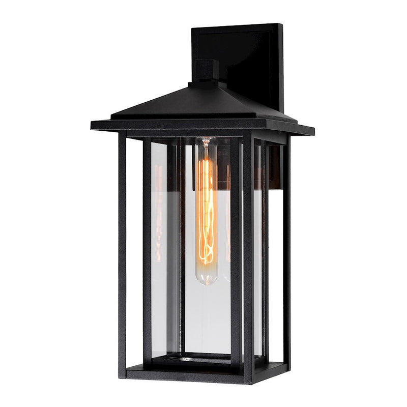 CWI Crawford 1 Light 18"H Outdoor Wall Light, Black/Clear