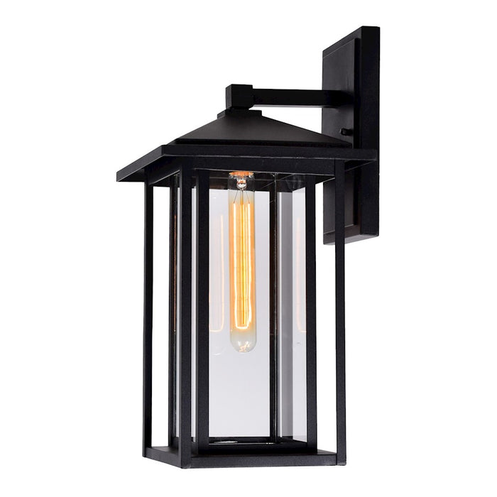 CWI Crawford 1 Light 18"H Outdoor Wall Light, Black/Clear