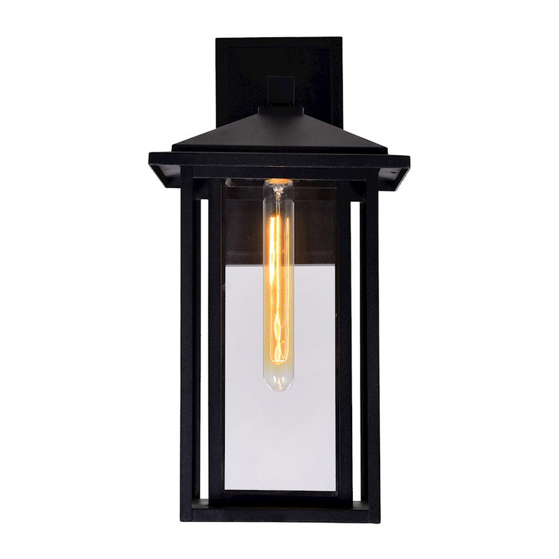 CWI Crawford 1 Light 18"H Outdoor Wall Light, Black/Clear