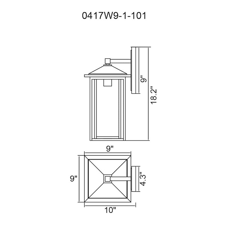CWI Crawford 1 Light 18"H Outdoor Wall Light, Black/Clear