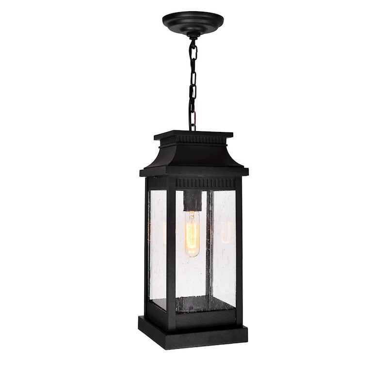 CWI Lighting Milford 1 Light 20"H Outdoor Pendant, Black/Seedy