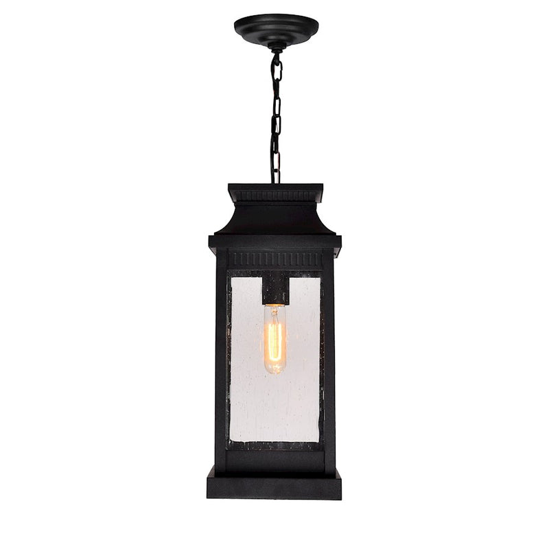 CWI Lighting Milford 1 Light 20"H Outdoor Pendant, Black/Seedy