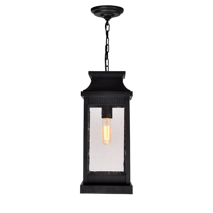 CWI Lighting Milford 1 Light 20"H Outdoor Pendant, Black/Seedy