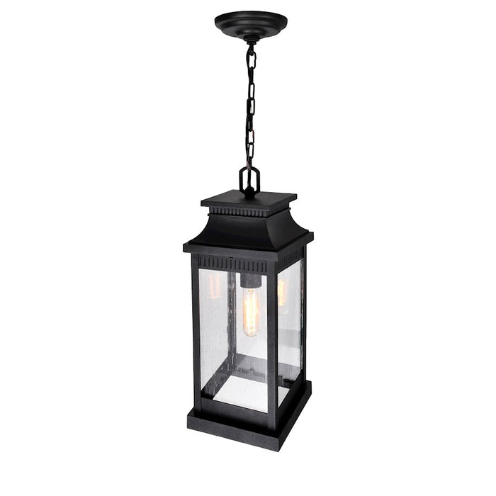 CWI Lighting Milford 1 Light 20"H Outdoor Pendant, Black/Seedy