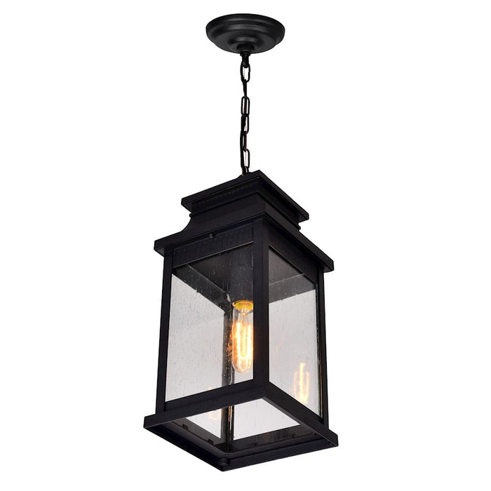 CWI Lighting Milford 1 Light 20"H Outdoor Pendant, Black/Seedy