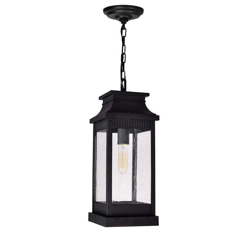 CWI Lighting Milford 1 Light 20"H Outdoor Pendant, Black/Seedy