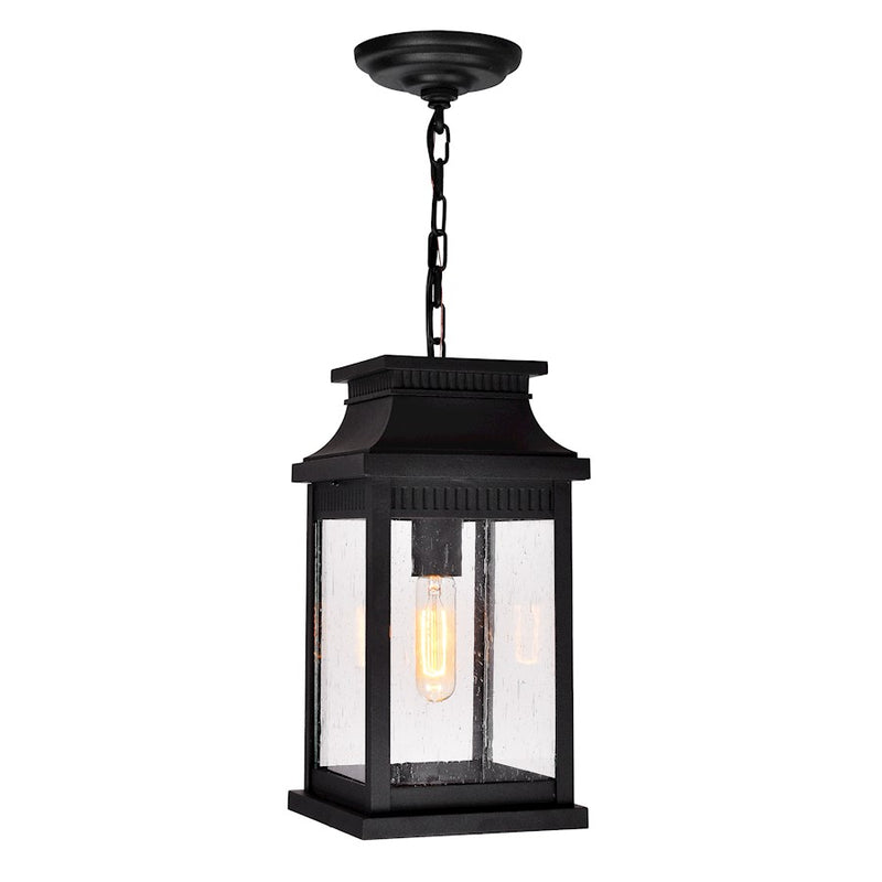 CWI Lighting Milford 1 Light 15"H Outdoor Pendant, Black/Seedy