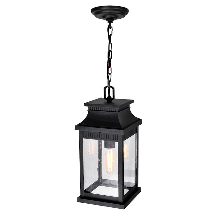 CWI Lighting Milford 1 Light 15"H Outdoor Pendant, Black/Seedy