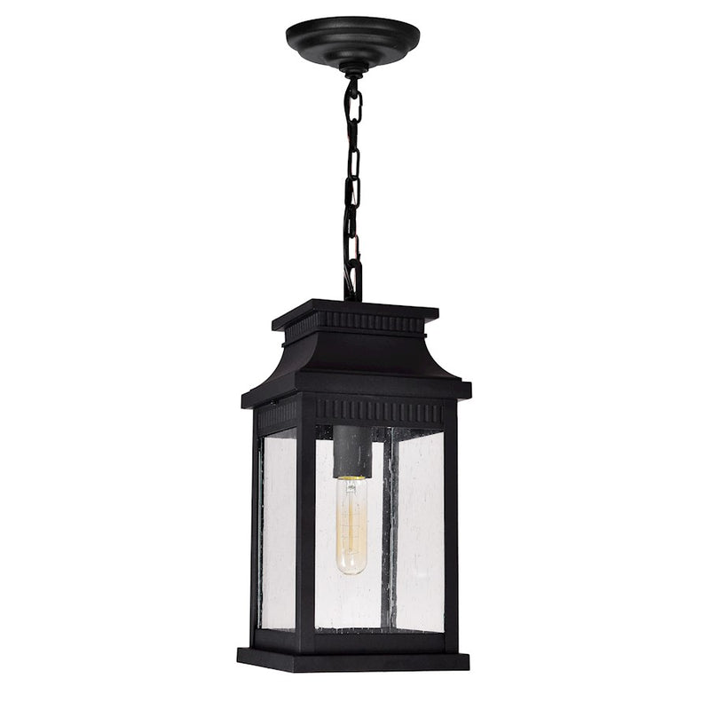 CWI Lighting Milford 1 Light 15"H Outdoor Pendant, Black/Seedy