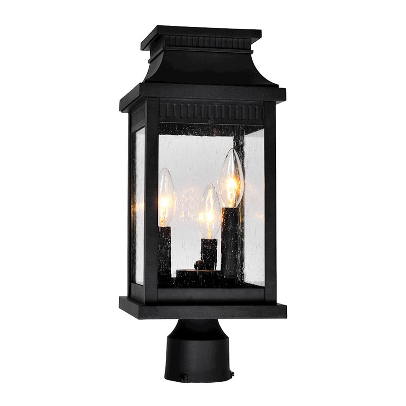 CWI Milford 3 Light 17"H Outdoor Lantern Head, Black/Seedy