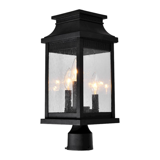 CWI Milford 3 Light 17"H Outdoor Lantern Head, Black/Seedy