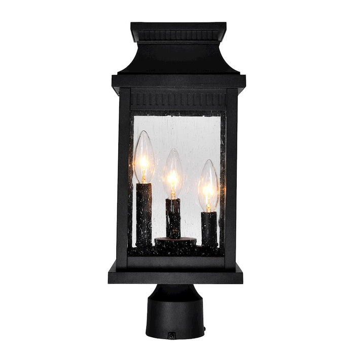 CWI Milford 3 Light 17"H Outdoor Lantern Head, Black/Seedy