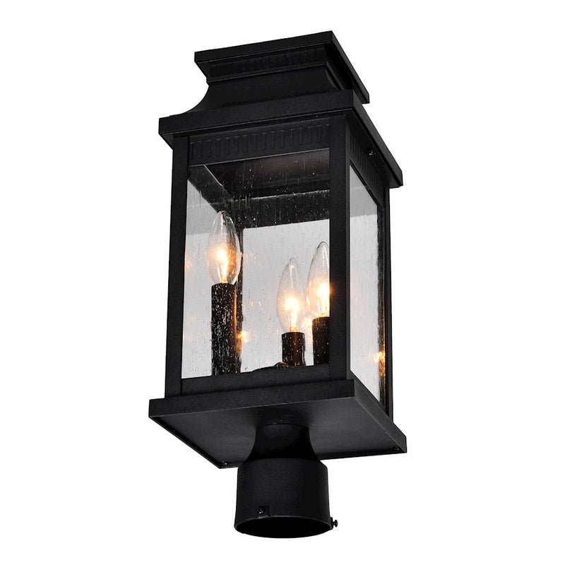 CWI Milford 3 Light 17"H Outdoor Lantern Head, Black/Seedy