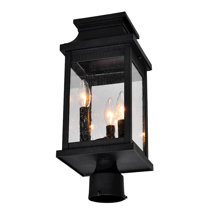 CWI Milford 3 Light 17"H Outdoor Lantern Head, Black/Seedy