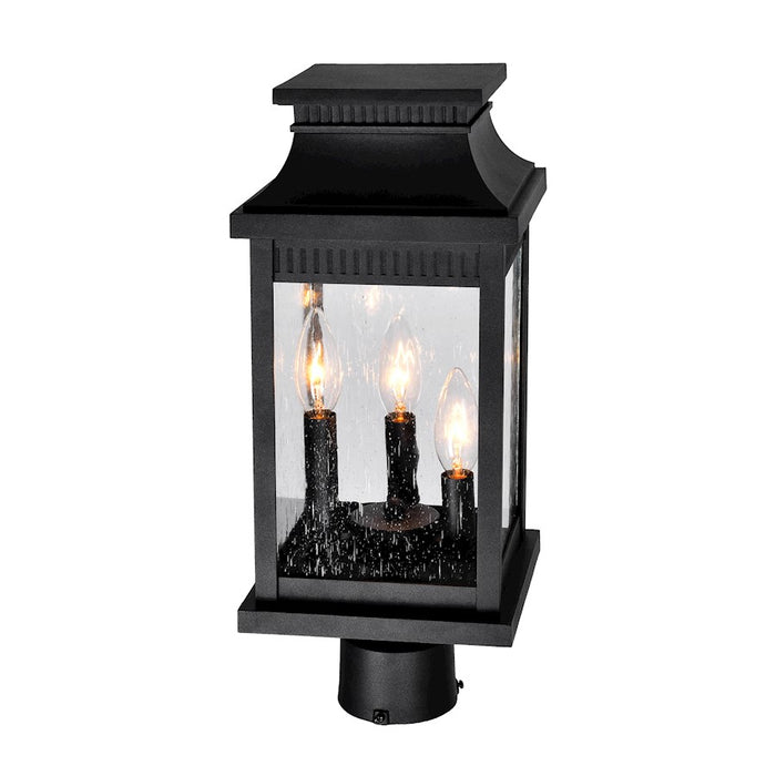 CWI Milford 3 Light 17"H Outdoor Lantern Head, Black/Seedy
