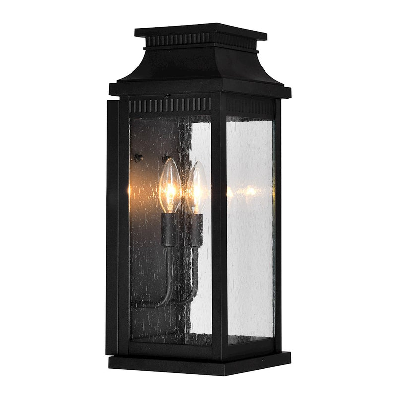 CWI Lighting Milford 2 Light 18"H Outdoor Wall Light, Black/Seedy