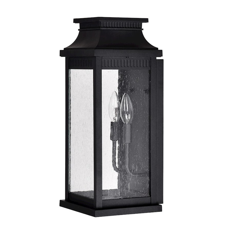 CWI Lighting Milford 2 Light 18"H Outdoor Wall Light, Black/Seedy