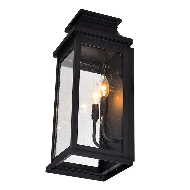 CWI Lighting Milford 2 Light 18"H Outdoor Wall Light, Black/Seedy