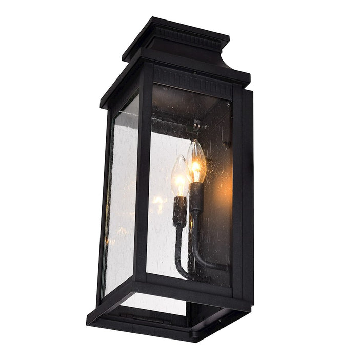 CWI Lighting Milford 2 Light 18"H Outdoor Wall Light, Black/Seedy