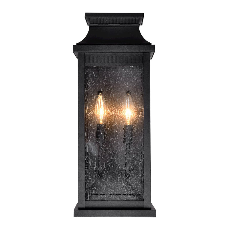 CWI Lighting Milford 2 Light 18"H Outdoor Wall Light, Black/Seedy