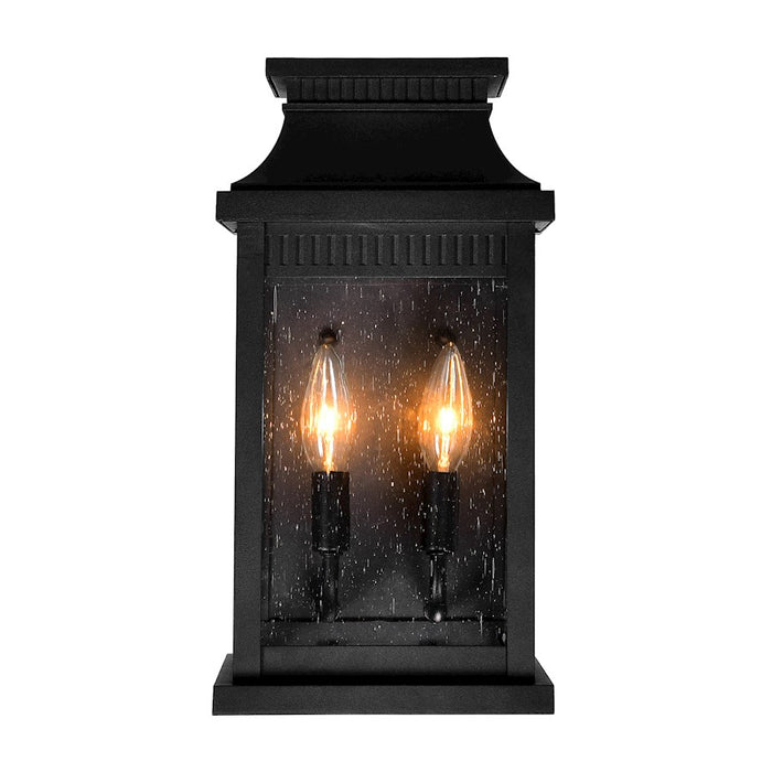 CWI Lighting Milford 2 Light 14"H Outdoor Wall Light, Black/Seedy