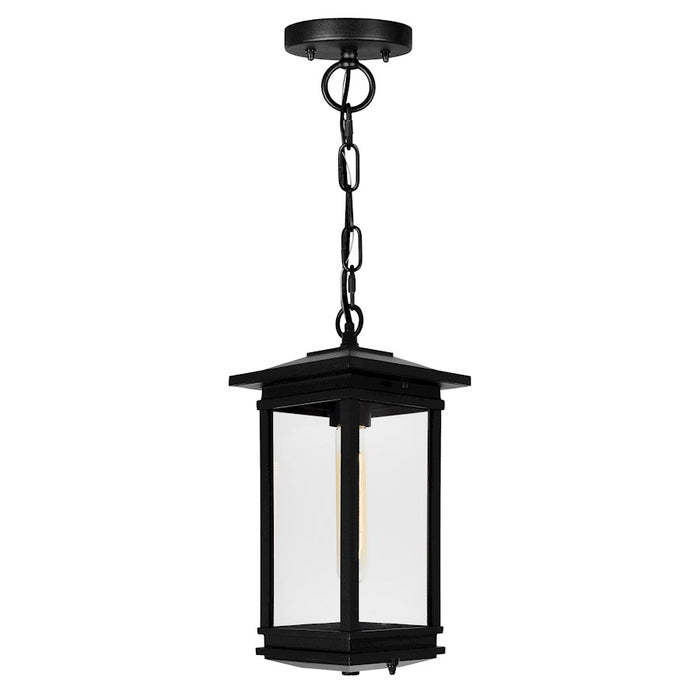 CWI Lighting Oakwood 1 Light Outdoor Pendant, Black/Clear