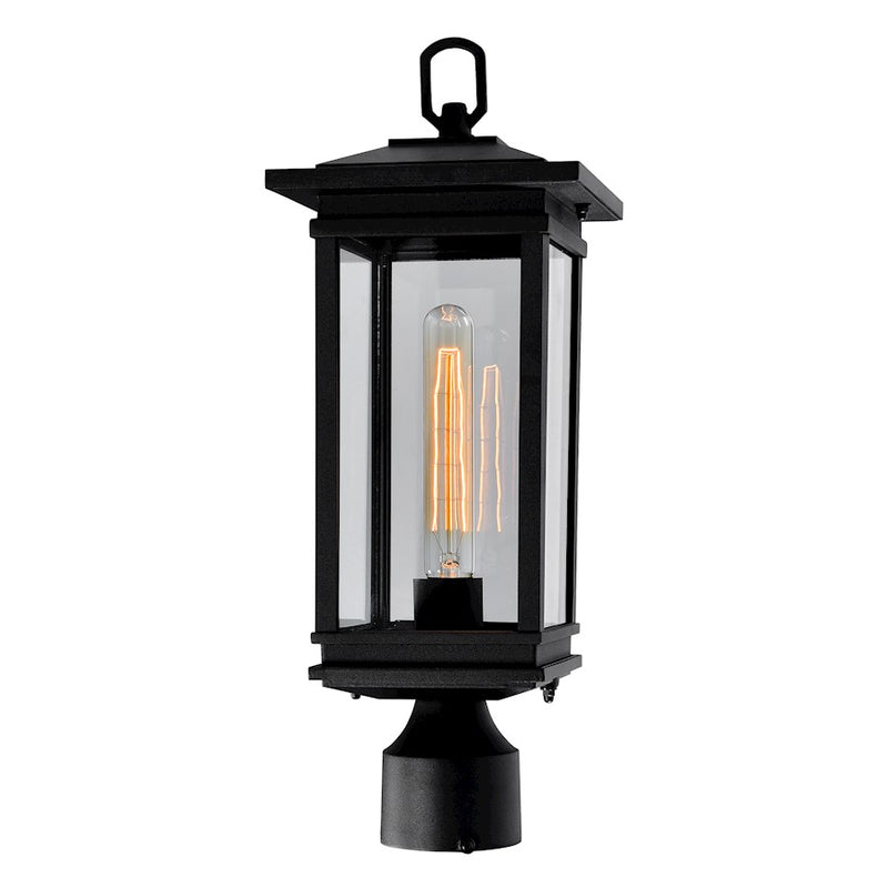CWI Lighting Oakwood 1 Light Outdoor Lantern Head, Black/Clear