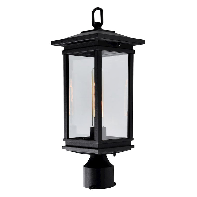 CWI Lighting Oakwood 1 Light Outdoor Lantern Head, Black/Clear