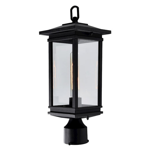 CWI Lighting Oakwood 1 Light Outdoor Lantern Head, Black/Clear