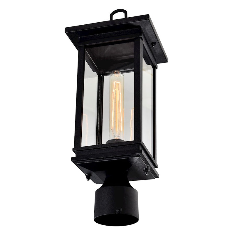CWI Lighting Oakwood 1 Light Outdoor Lantern Head, Black/Clear