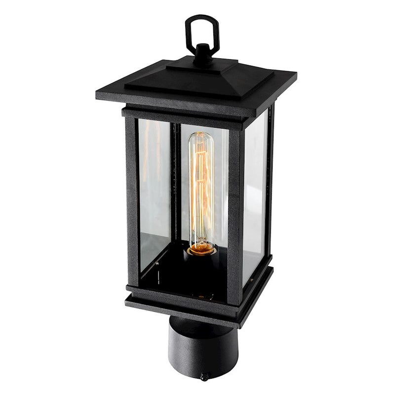CWI Lighting Oakwood 1 Light Outdoor Lantern Head, Black/Clear