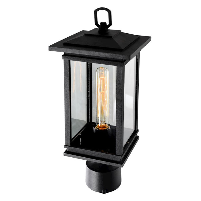 CWI Lighting Oakwood 1 Light Outdoor Lantern Head, Black/Clear