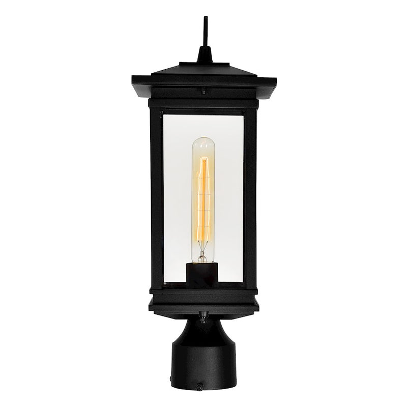 CWI Lighting Oakwood 1 Light Outdoor Lantern Head, Black/Clear