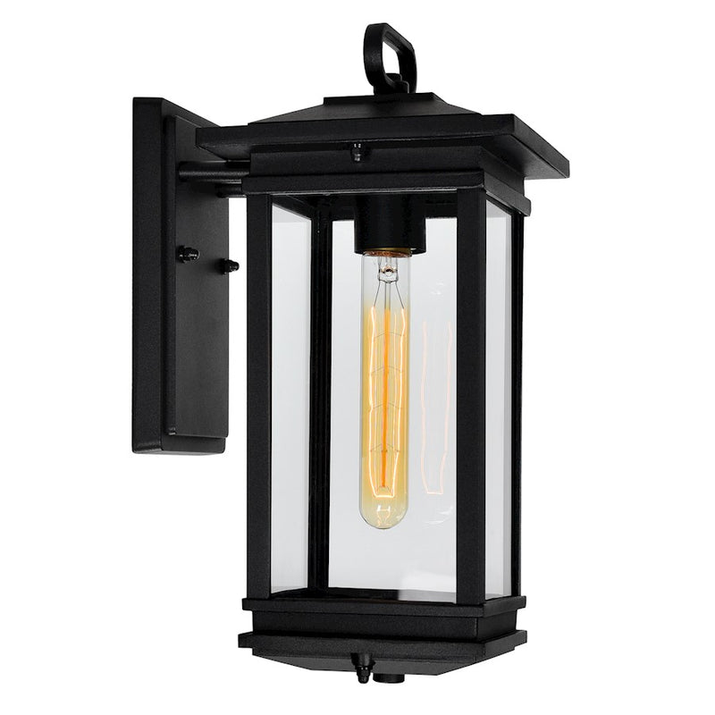 CWI Lighting Oakwood 1 Light Outdoor Wall Light, Black/Clear