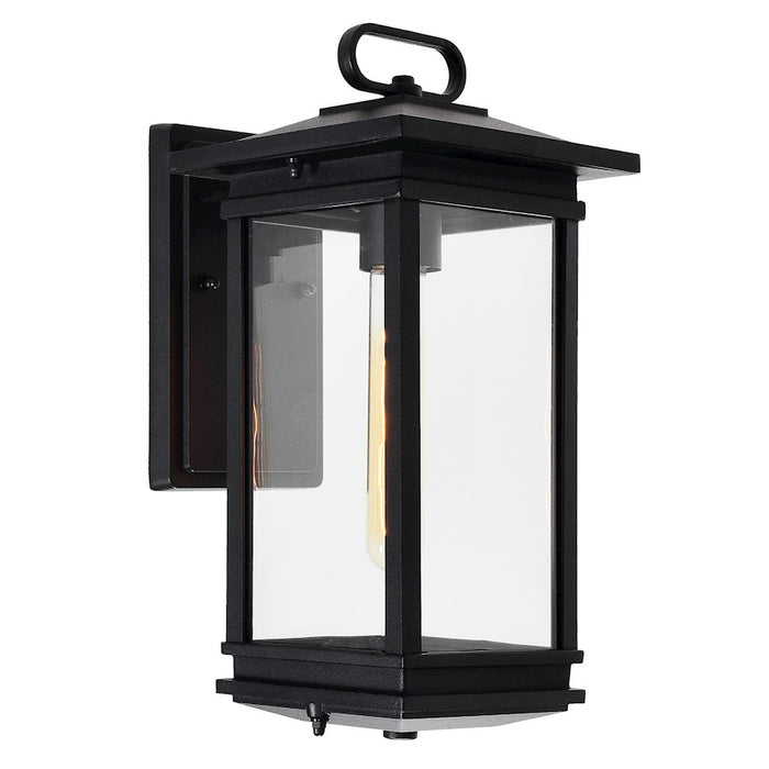 CWI Lighting Oakwood 1 Light Outdoor Wall Light, Black/Clear