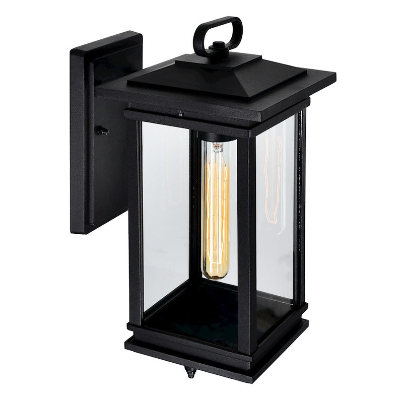 CWI Lighting Oakwood 1 Light Outdoor Wall Light, Black/Clear