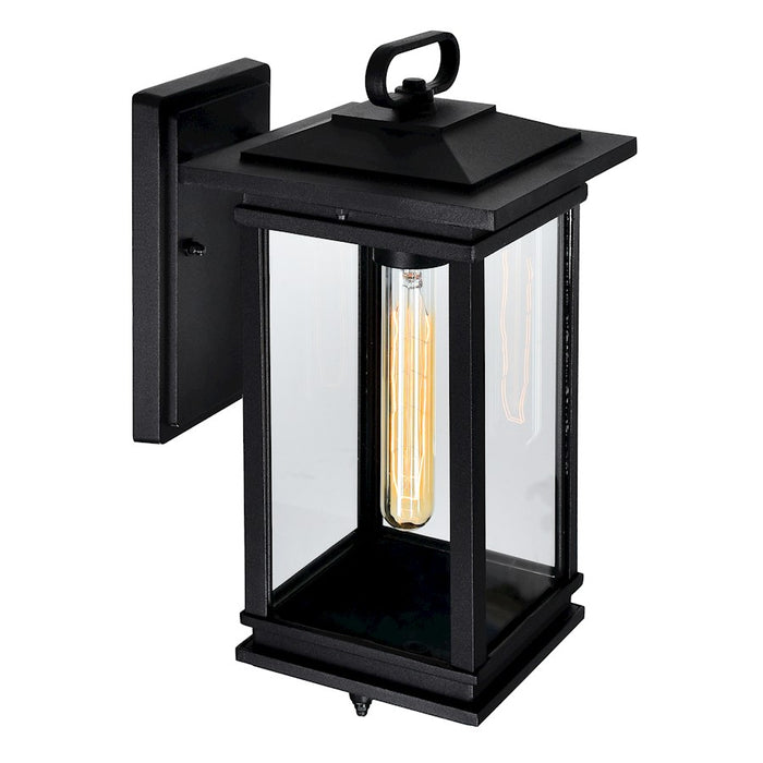 CWI Lighting Oakwood 1 Light Outdoor Wall Light, Black/Clear