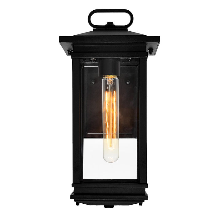 CWI Lighting Oakwood 1 Light Outdoor Wall Light, Black/Clear