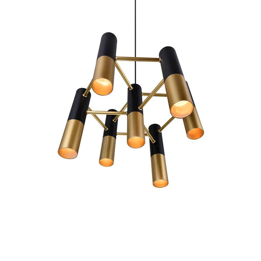 CWI Anem 7 Light Down Chandelier, Matte Black/Satin Gold