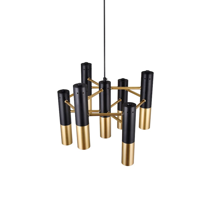 CWI Anem 7 Light Down Chandelier, Matte Black/Satin Gold