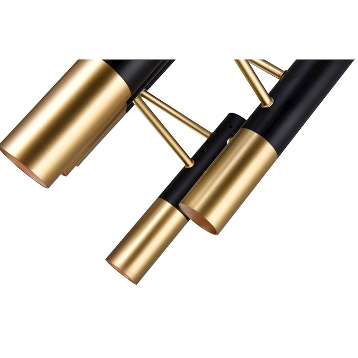 CWI Anem 7 Light Down Chandelier, Matte Black/Satin Gold