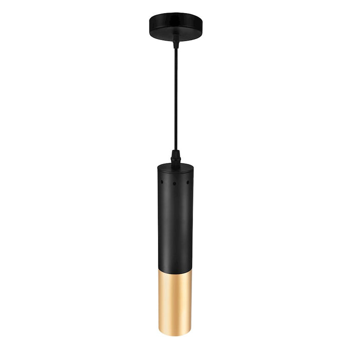 CWI Anem 1 Light Down Mini Pendant, Matte Black/Satin Gold