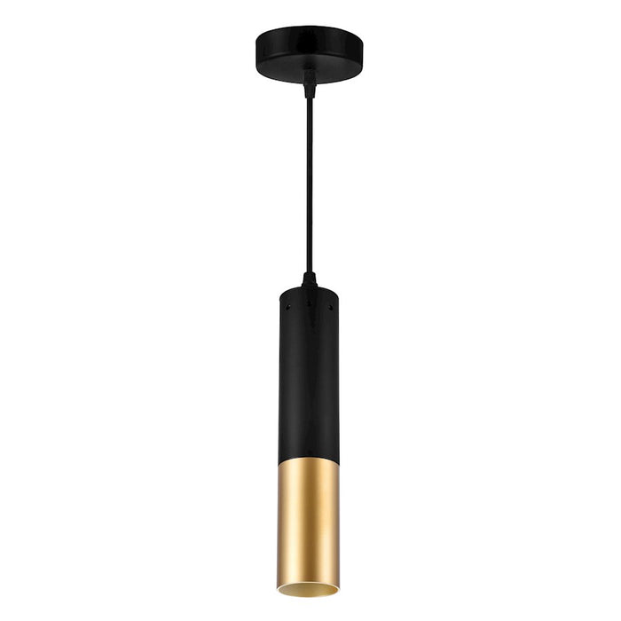 CWI Anem 1 Light Down Mini Pendant, Matte Black/Satin Gold