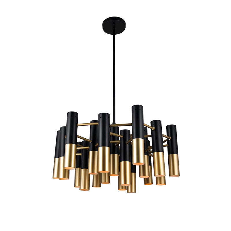 CWI Anem 19 Light Down Chandelier, Matte Black/Satin Gold