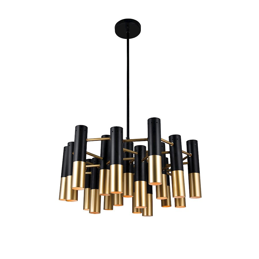 CWI Anem 19 Light Down Chandelier, Matte Black/Satin Gold - 1015P26-19-129