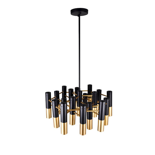 CWI Anem 19 Light Down Chandelier, Matte Black/Satin Gold